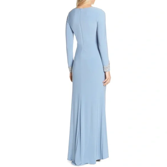 green emerald velvet dress Cap Sleeve Boat Shape Illusion Neck Gown w/ Side Slit Black Gold